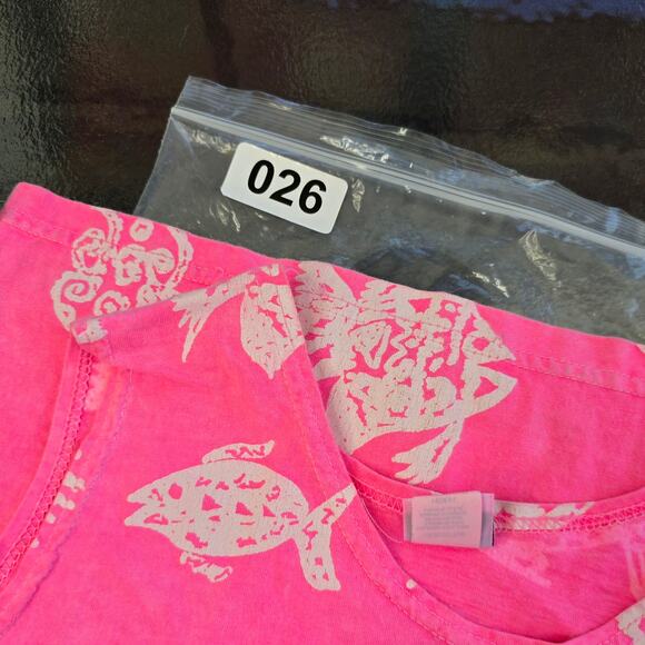 90s Mayan Fish Pink Beach Dress Cruise Loungewear Cotton Vintage Size M - Picture 9 of 9